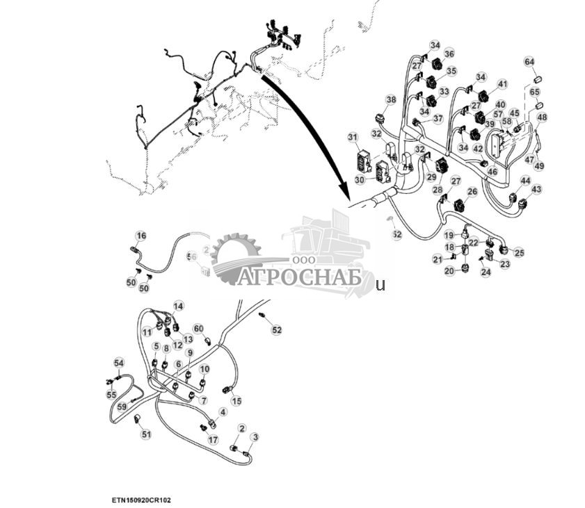 Жгут проводов шасси, с системой ActiveCommand Steering™ (ACS™) и резервным насосом, 15,0 L, двигатель FT4 (25) (804101 - ) - ST906658 256.jpg
